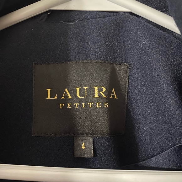 Navy blue wool jacket with zipper and removable hood - Picture 5 of 7